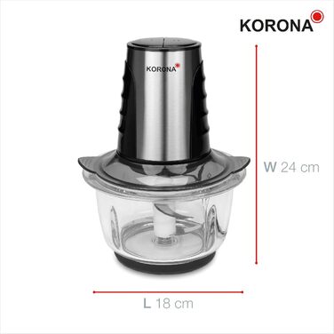 Подрібнювач Korona 25005 | З нержавіючої сталі та скляний контейнер | 2 режими | 4 леза з нержавіючої сталі | Для криши льоду