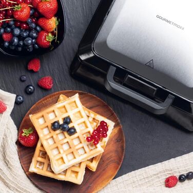 Gourmetmaxx Belgian Waffle Maker - 1000W - Non-Stick Coating - Even Heat Distribution - Makes 4 Waffles