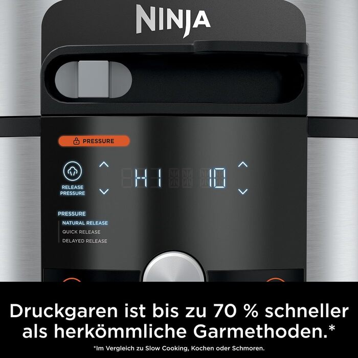 Ninja Foodi MAX Multi-Cooker with SmartLid, 14 Cooking Functions in 1, 7.5L, 14-in-1 Multi-Cooker, Pressure Cooker, Air Fryer, Slow Cooker, Grill and More Includes Digital Probe, Stainless Steel, OL750EU