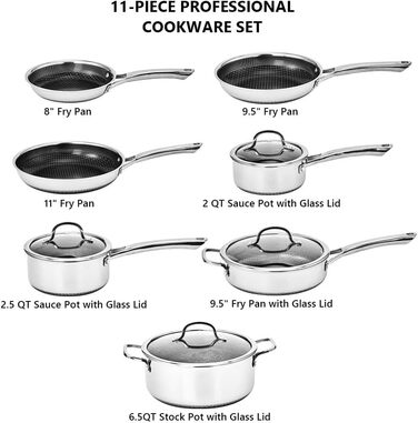 Набір посуду LEADZM Keramik 20 предметів для індукційних плит: каструлі, сковороди з кришками, екологічний (без PFOS/PFOA), чорний + натуральний