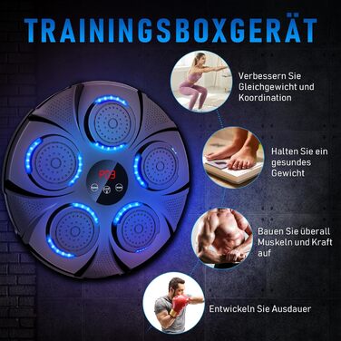 Music Boxing Machine with Bluetooth - Adjustable Speed Punching Bag for Adults & Kids - Punching Bag Trainer with Counter & Music