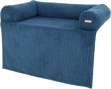 Ліжко для собак Velinda: м'яке диван-ліжко, захист дивану від бруду, темно-синій (Cord)