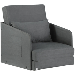 HOMCOM Sleeper Sofa 70x76x77cm Single Sofa with Washable Cover and 2 Side Pockets, Cushion, Metal Frame, Grey for Living Room