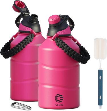 Fjbottle Stainless Steel Water Bottle 1900ML with Magnetic Lid, BPA FREE, Leak-Proof, Double-Walled Thermo Metal Bottle - Suitable for Carbonated Drinks, Sports Water Bottle for University, Fitness, Camping, Outdoor (Magenta)