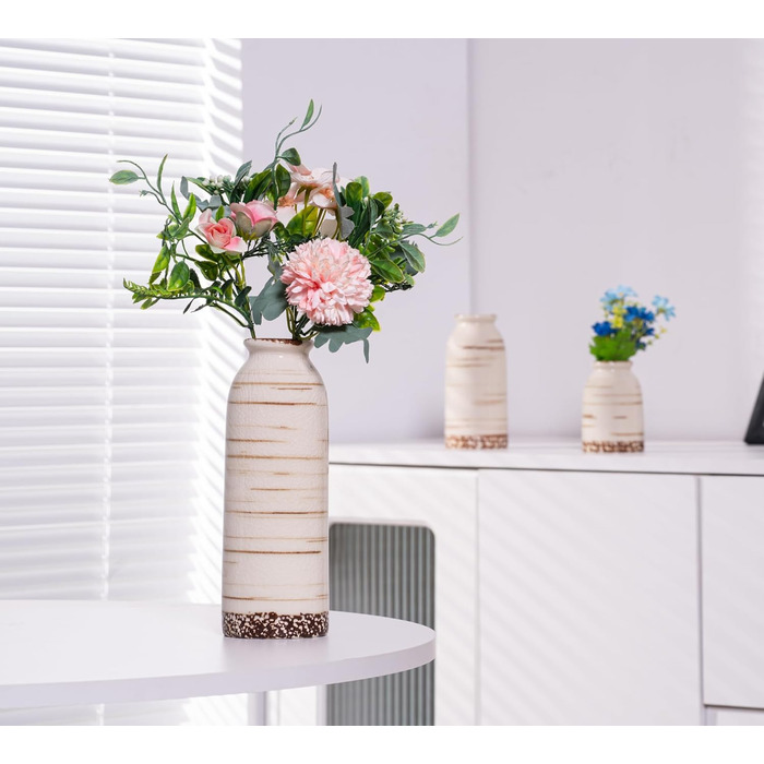 Керамічні вази 3 шт., сучасний мінімалізм, декор для дому, вази для сухоцвітів, вітальня, бежевий