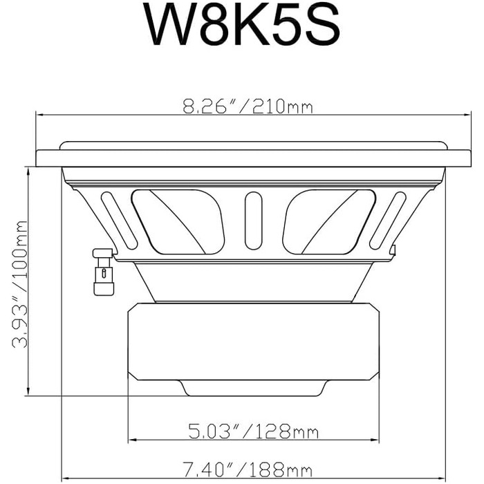 Авто сабвуфер Rockville K5 8'' 800 Вт, 2 Ом, чорний, 20,3 см, CEA сертифікований