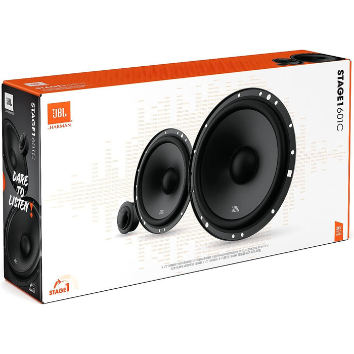 Автомобільна акустика JBL Stage1 601C 200 Вт, компонентна система 2-смугова, динаміки 16-17 см, твіттер, чорна, Harman Kardon