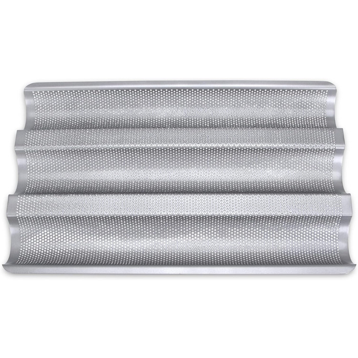 Baker's Sheet - Baguette Baking Sheet - 37 x 24 cm - for 3 Baguettes, H 2.5 cm - High-quality Non-Stick Coating