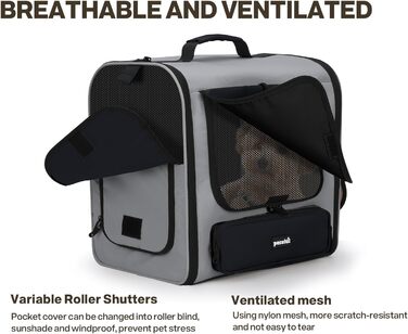 Рюкзак-переноска для котів та маленьких собак Pecute, великий, з вентиляцією, для подорожей, піших прогулянок, кемпінгу, ергономічний дизайн, темно-зелений (сірий)