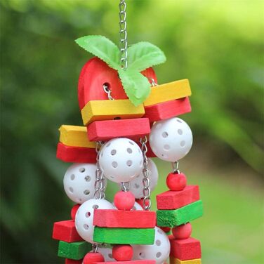 DIYARTS Wooden Parrot Toy Hanging Bird Chewing Colorful Parrot Toys Small Medium Bird Block Toy for African Grey Macaws Cockatoos Eclectus