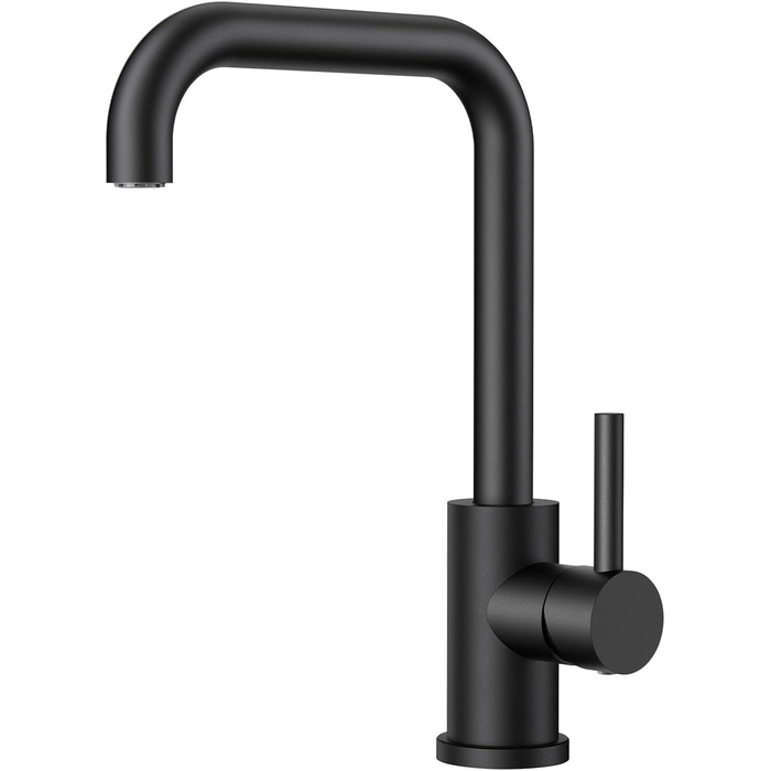 Змішувач кухонний FORIOUS, поворотний 360°, L-подібний, для 1 отвору, матовий чорний