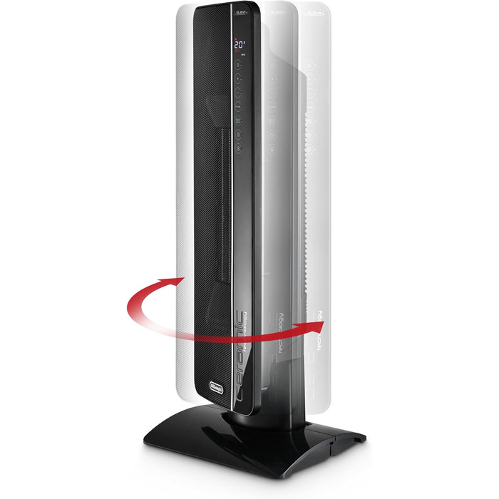 De'Longhi Ceramic Heater TCH8993ER.BC, Ceramic Heater Fan with 3 heating levels for rooms up to 70m³, Silent Technology, rotating base, 24h timer, frost protection function, summer ventilation, Black