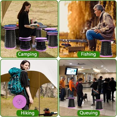 Складаний стілець Upgrade XXL з подушкою, 1000 фунтів, для дорослих, кемпінгу, подорожей (фіолетовий)