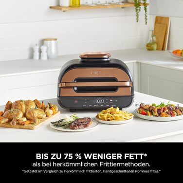 Ninja Foodi MAX Grill & Air Fryer, 3.8L Air Fryer with Digital Temperature Probe, Dishwasher-Safe Parts, Amazon Exclusive, 6-in-1, Copper/Black, AG551EUCP MAX PRO Grill & Air Fryer 3.8L Copper/Black