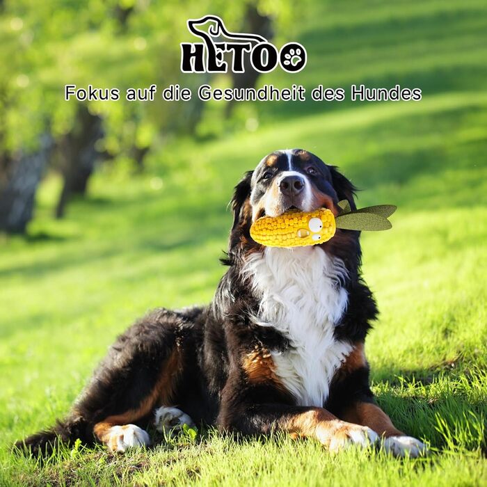 HETOO Dog Toy, indestructible, robust, squeaky, chew toy for aggressive chewers, large and medium dog breeds, dental care (Large, Corn Yellow)