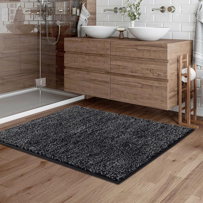 Килимок для дому та вулиці SHACOS: антиковзаюча, поглинаюча вологи, 80 x 120 см (Чорний/Сірий)