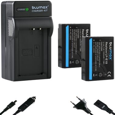 Акумулятор Blumax LP-E10 для Canon EOS 1500D/2000D/4000D + Зарядний пристрій Slim Dual LC-E10e (2x 1020mAh)