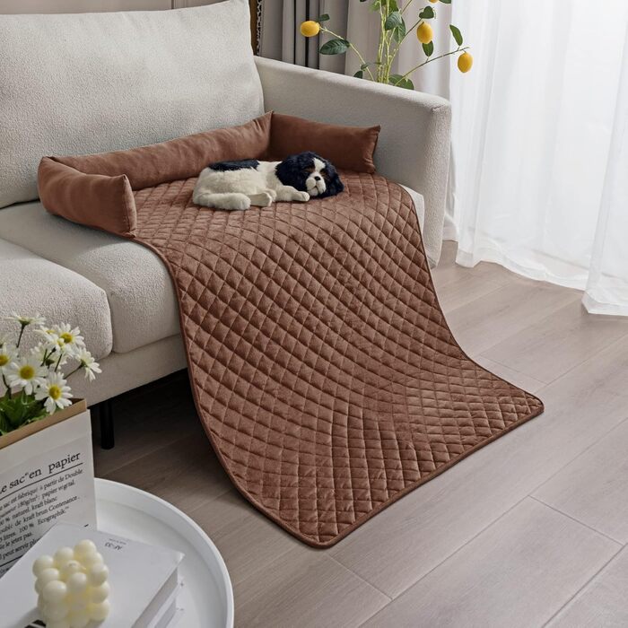 OKYUK Dog Beds Dog Cushions - Sofa Protector, Handmade Washable Dog Bed, Dog Cushion, Couch Cushion, Fluffy Dog Mat for Large, Medium & Small (75 ×75cm) (90*90cm, Coffee)