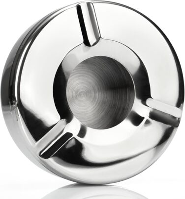 Попільничка металева com-four® 6 шт. з кришкою, Ø 11 см - нержавіюча сталь, захист від попелу, для дому та офісу