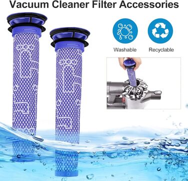 Замінний акумулятор 6800 mAh для пилососів Dyson V6 + 2 фільтри (DC62, DC58, DC59, DC61, DC72, DC74, SV03, SV05, SV06, SV07, SV09, V6 Absolute)