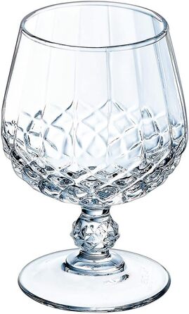 Cristal d'Arques Paris Longchamp - Cognac glasses 320 ml - Set of 6 - made of Kwarx - reinforced packaging - Shine, transparency and high resistance, Clear