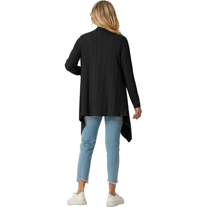 Кардиган жіночий Grecerelle з довгим рукавом, в'язаний, з кишенями, чорний