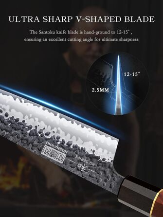 Японський ніж Kiritsuke HOSHANHO 23 см, професійний кухонний ніж з 9 шарів вуглецевої сталі, ніж шеф-кухаря, універсальний ніж з подарунковою коробкою (18 см ніж Сантоку)
