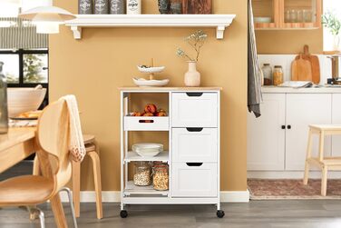 SoBuy Rolling Kitchen Cart with 2 Removable Shelves and 1 Tray