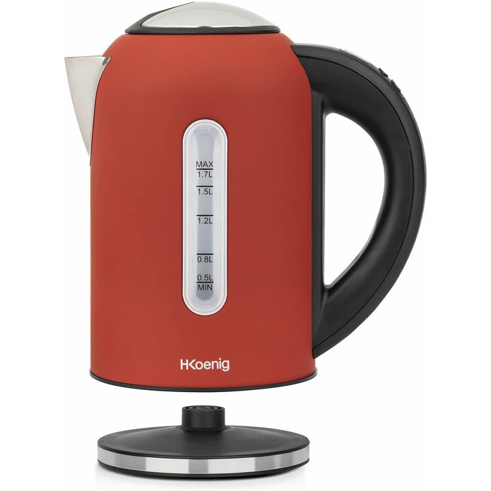 Електричний чайник H.Koenig BOE54 Inox 1.7L з програмуванням температури, червоний