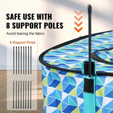 Клітка для цуценят VEVOR, розкладний вольєр для собак, 914 x 914 x 584 мм, з мискою, 600D Oxford, для малих та середніх тварин (Блакитна)