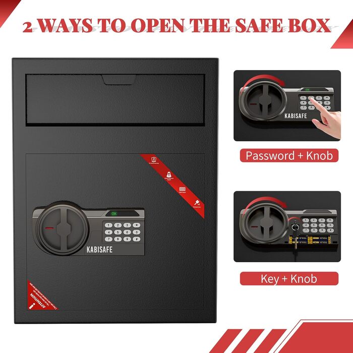 KABISAFE 45L Головний сейф для дому: електронний сейф з кодовим замком, ключем та сенсорним освітленням, для зберігання грошей, ліків та документів