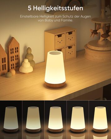 Нічник LED 2 шт, сенсорний диммер, USB зарядка, пульт ДУ, 13 кольорів, 3 режими, бездротовий таймер для спальні/вітальні, коричневий