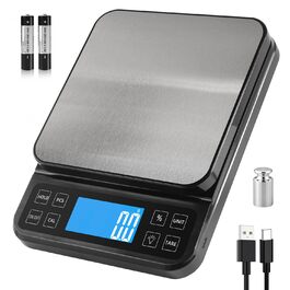 Кухонні ваги BOMATA 0.1г/5кг з USB-зарядкою, високоточною вимірювальною платформою з нержавіючої сталі та функцією відсотків