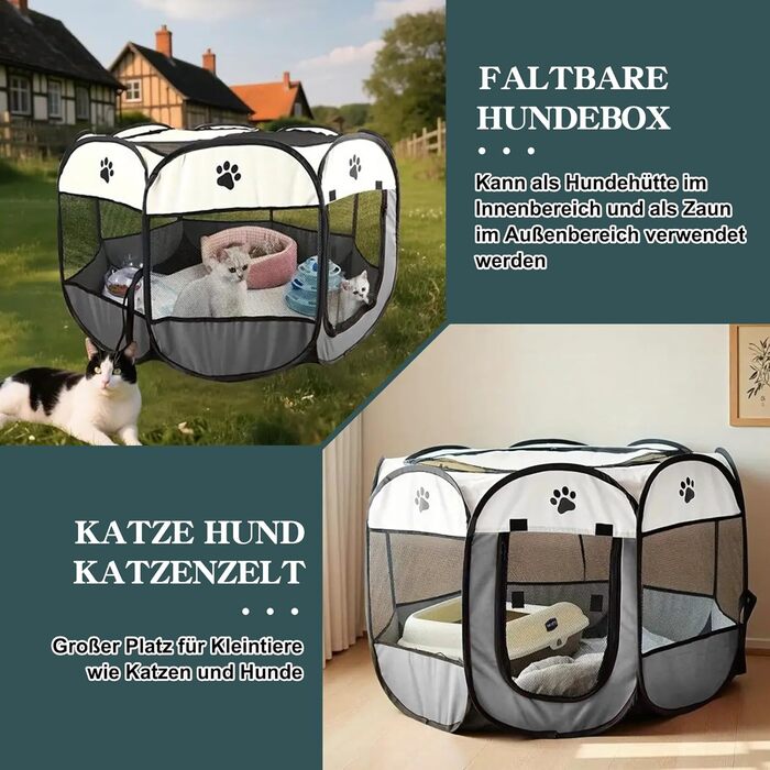 Складана вольєр для цуценят та котів 74x74x43 см - сірий. Підходить для собак, котів, кроликів.