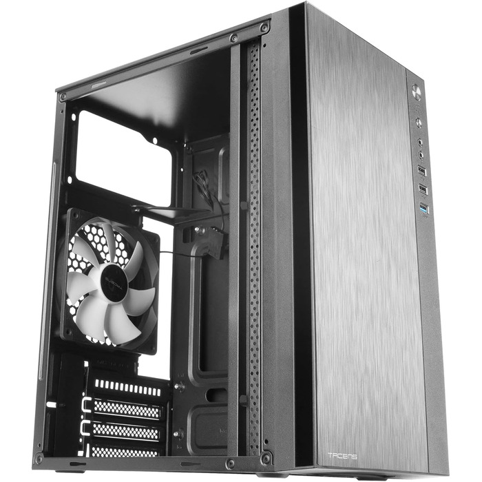 Корпус ПК Micro ATX Tacens Anima ACX з алюмінієвою передньою панеллю, 120мм вентилятор, USB 3.0, чорний