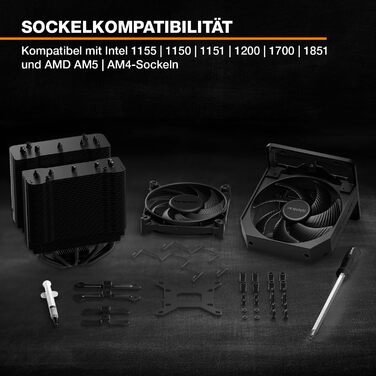 be quiet! Dark Rock Pro 5 - Повітряний кулер для ПК з 7 теплових трубок, тихий вентилятор 120/135 мм, Speed Switch