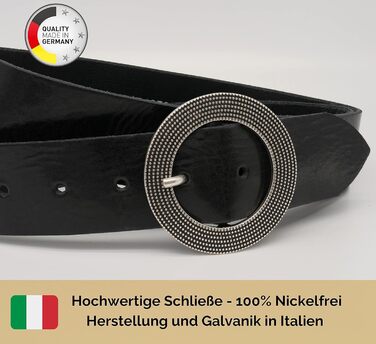 Жіночий шкіряний ремінь AnnaMatoni 4 см, Німеччина - класичний дизайн, натуральна шкіра, нікелестійка пряжка (95 см, чорний)