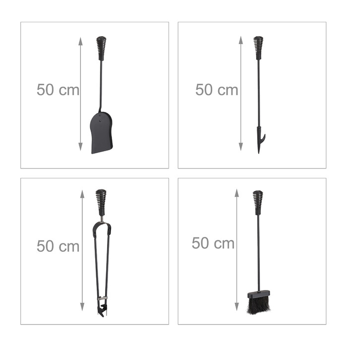 Relaxdays 5-Piece Fireplace Tool Set in Black