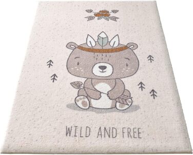 Taracarpet Rug for Children's Room, Kids' Rug and Teen Room Rug, Soft, Cozy, and Soft in Various Designs, Wild and Free Bear, 160x230 cm