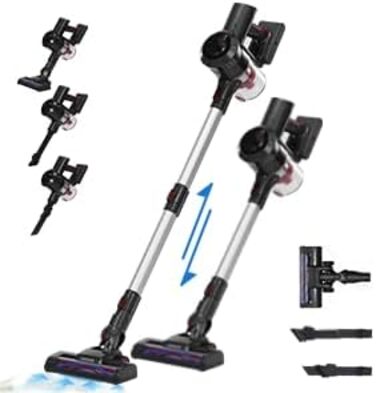 Акумуляторний пилосос Kavolet 25 kPa, 40 хв роботи, 2-в-1 для дому, офісу та авто. З насадкою для щілин та щіткою.