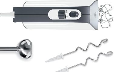Bosch Hand Mixer Styline MFQ49300, 5 speeds, 2 stainless steel beaters and dough hooks, spiral cable, 850 W, white/dark silver Single