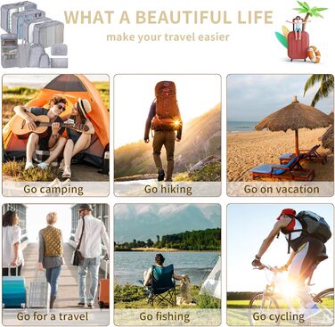 Органайзер для валізи 10 шт. Set, Packing Cubes для одягу, Travel Organizer, Набір для подорожей, Сітка для валізи (Сірий)