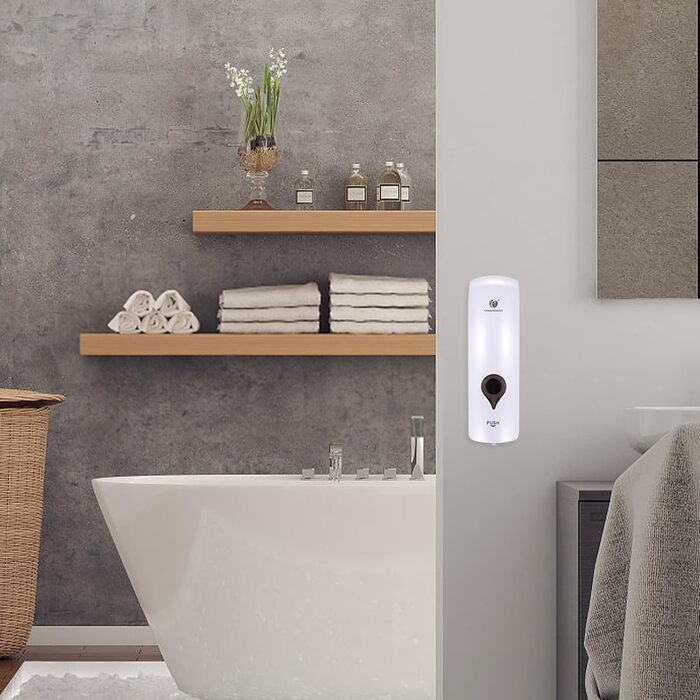 Настінний дозатор для мила без свердління, 300 мл. Підходить для мила, шампуню, дезінфікуючого засобу, миючого засобу. Чорний/Білий/Золотий (Білий)