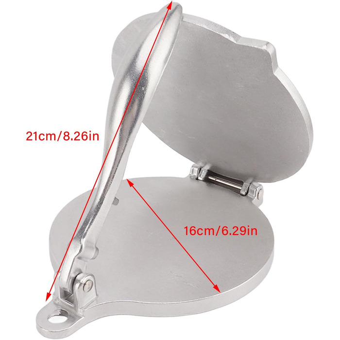 Пресс для тортилій та тако з чавуну Gusseisen (16 см, срібний)