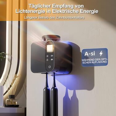 Стерилізатор зубних щіток Maxspace UV з підсвічуванням, електричний, настінний, USB/Solar зарядка, 2 слоти (чорний)