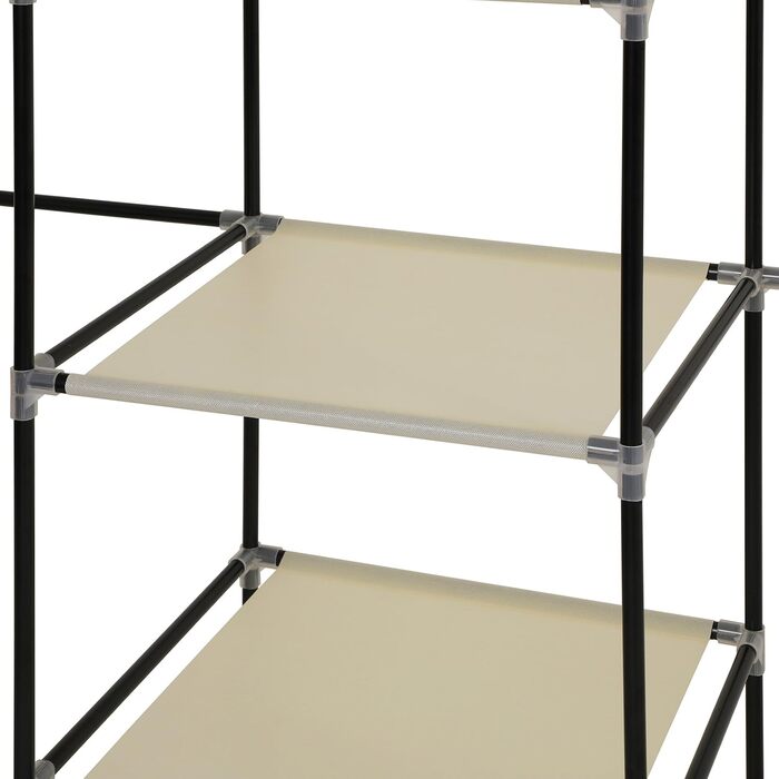 SONGMICS Closet, Clothes Rack, Folding Wardrobe with Clothes Rod, Garment Rack, Storage, Pockets, Shoes, Bedroom, Dressing Room, 45 x 150 x 175 cm, RYG12B (Beige)