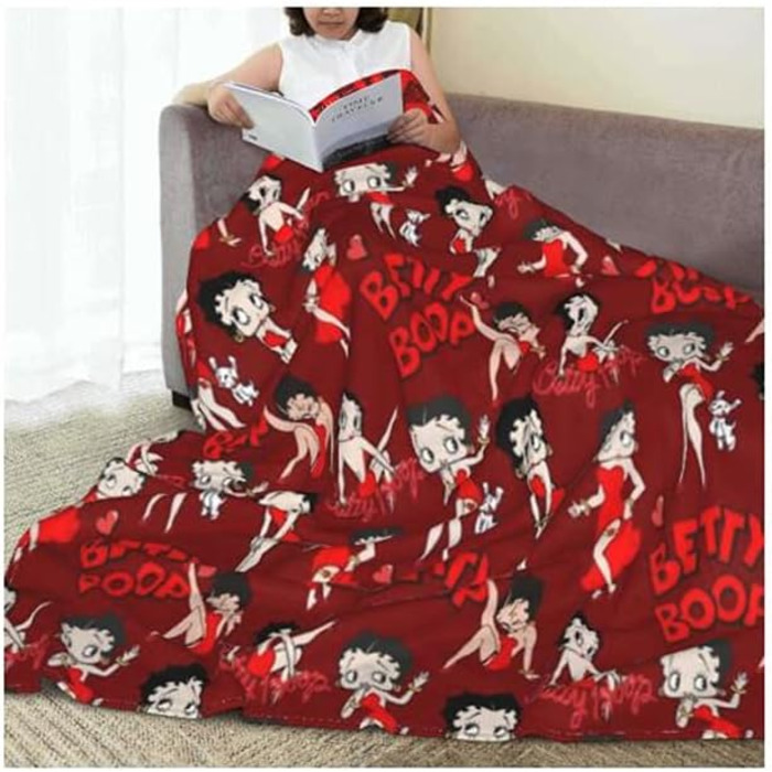 Плед HYN Betty Boop з фланелі для софи, м'який, червоний, 127x101 см, подарунок для мами