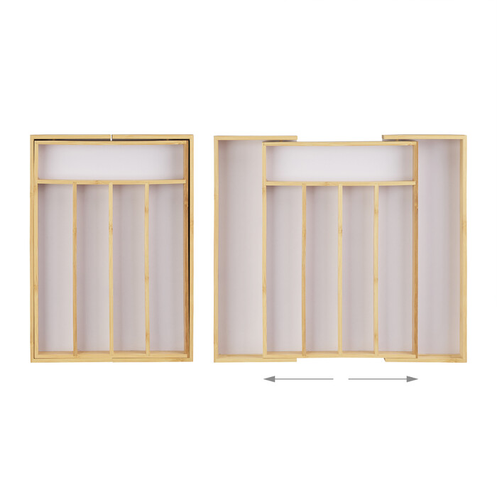 Relaxdays Bamboo Cutlery Box, 40cm, Extendable