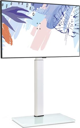 FITUEYES Adjustable Swivel TV Stand - Floor Mount for 32-60 Inch Flat & Curved TVs (Up to 30kg, VESA 600x400) - White