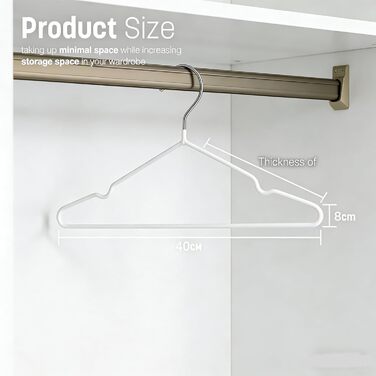 Металеві вішалки для одягу, набір, з вирізами для плечей, стійкі до іржі, економія місця, 40 см - міцні, для зберігання курток та светрів (білі, 40)